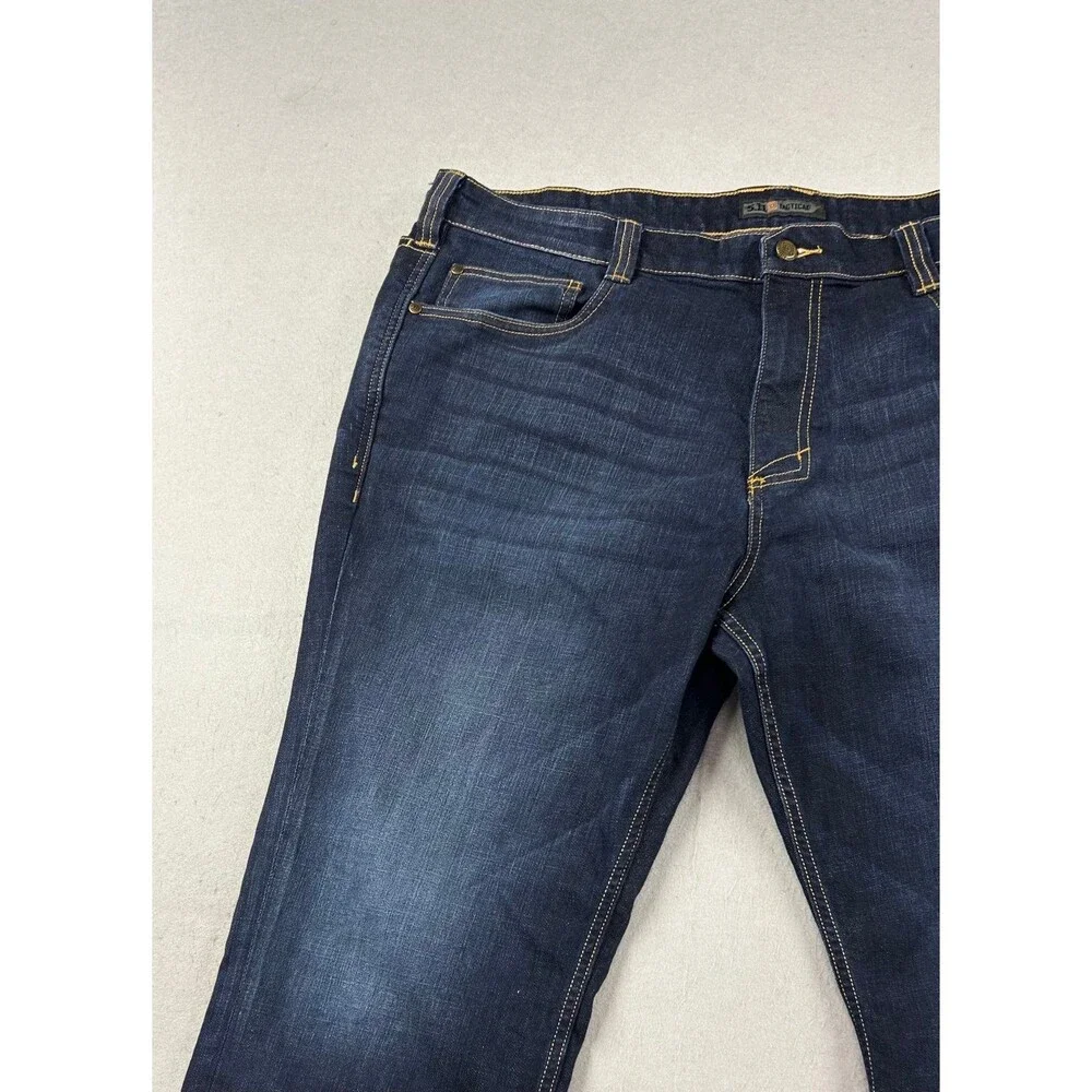 5.11 Tactical Defender-Flex Jeans Mens 40x32 Dark Wash Straight Fit Blue Denim